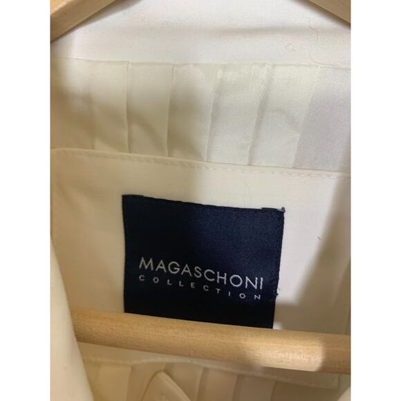 Magaschoni Collection Womens Size 10 White Jacket Long Coat Patch Pockets - Picture 8 of 9